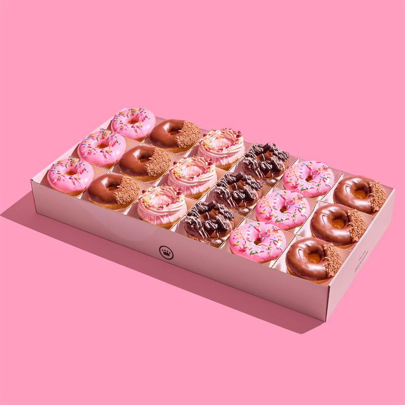 Large Roses & Chocolate Box (18 Donuts)