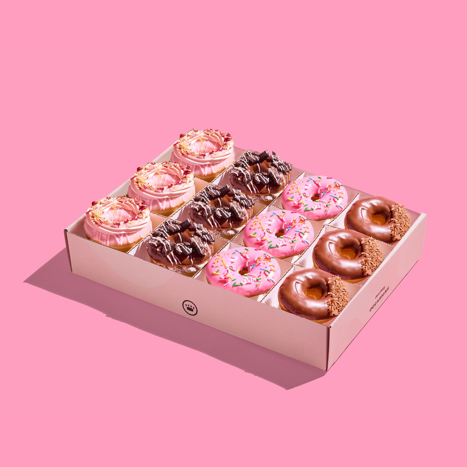 Small Roses & Chocolate Box (12 Donuts)