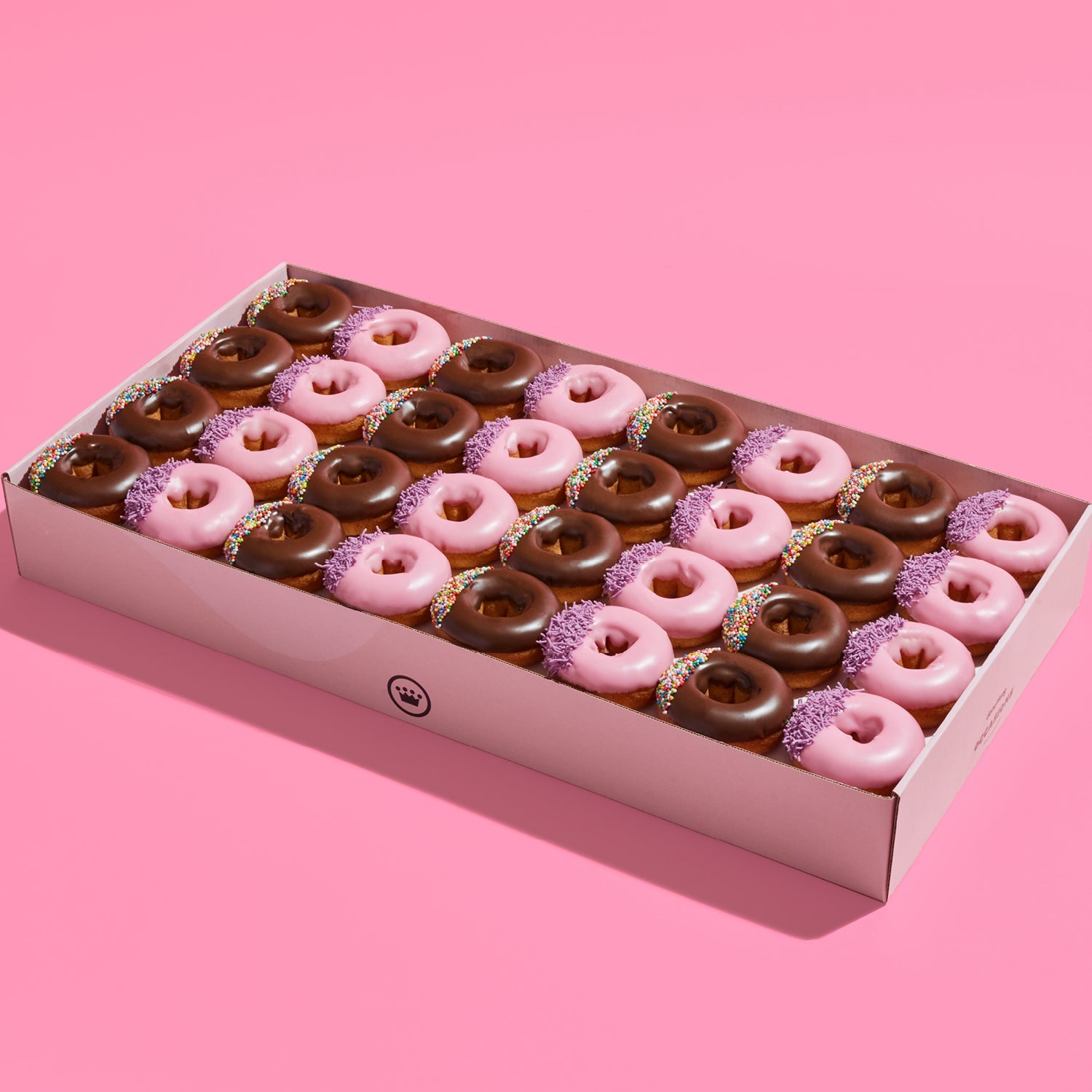 Large Mini Box - Choc & Strawberry (32 Donuts)